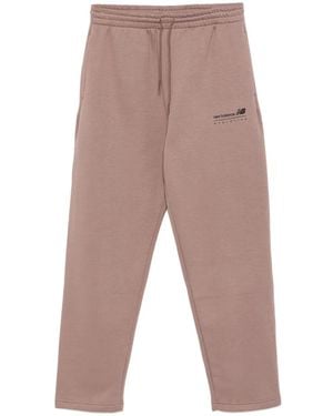 New Balance Drawstring-Waist Logo Track Pants - Brown
