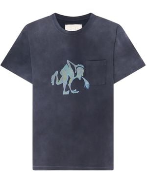 ERL Puke Graphic-Print Pocket T-Shirt - Blue