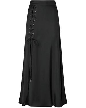 Pinko Long Skirt With Slit And Laces - Black