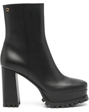 Gianvito Rossi Block-Heel Leather Ankle Boots - Black