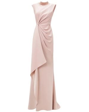 Gemy Maalouf Embellished-Collar Maxi Dress - Pink