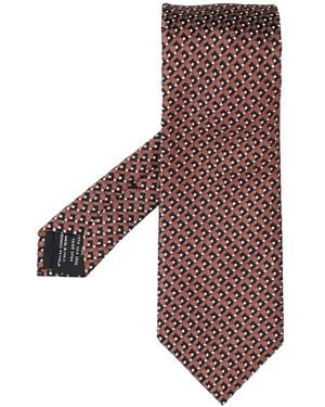 Tom Ford Geometric-Pattern Tie - Brown