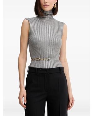 SIMONA CORSELLINI Turtleneck Ribbed Top - Gray