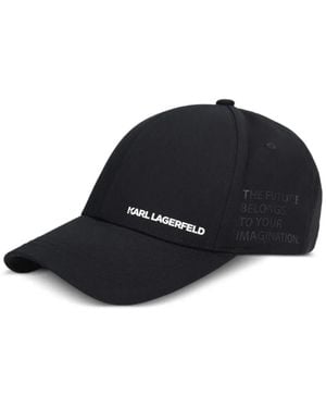 KARL LAGERFELD Logo-Print Slogan-Print Baseball Cap - Black