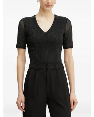 MARCIANO BY GUESS Aria V-Neck Short-Sleeve T-Shirt - Black