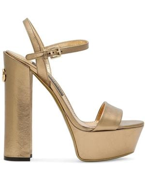 Dolce & Gabbana Logo-Plaque Leather Sandals - White