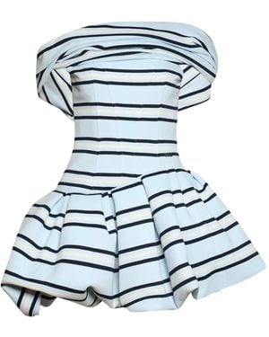 Natasha Zinko Polo Striped Bubble-Skirt Dress - Blue