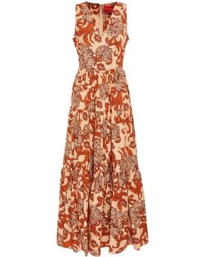 La DoubleJ Big Botanical-Print Poplin Dress - White