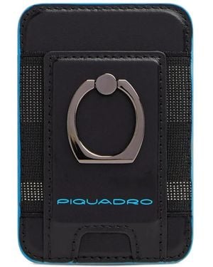 Piquadro Square Ring-Detail Magsafe Cardholder - Black