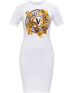 Versace Jeans Couture Logo-Print Mini Dress - White
