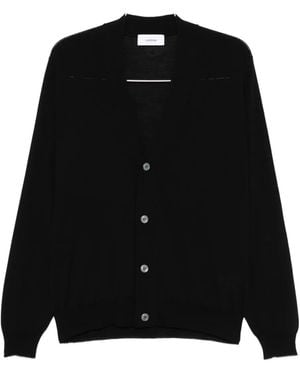 Lardini Button-Front Wool Cardigan - Black