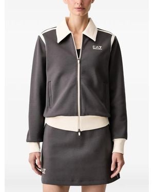 EA7 Logo-Print Zip-Up Sweatshirt - Grey