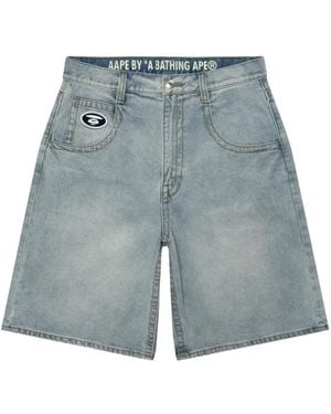 Aape By A Bathing Ape Loog Embossed-Detail Shorts - Blue