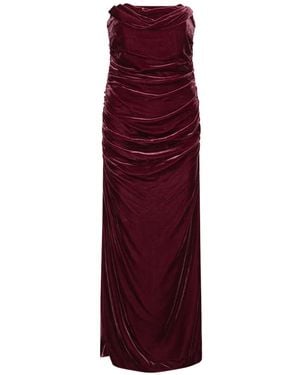 ROTATE BIRGER CHRISTENSEN Silk Velvet Ruched Dress - Purple