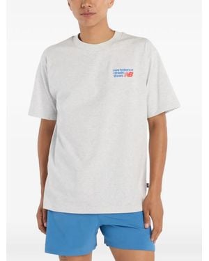 New Balance Logo-Embroidered T-Shirt - White