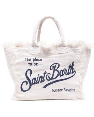 MC2 Saint Barth Vanity Linen Beach Bag - White
