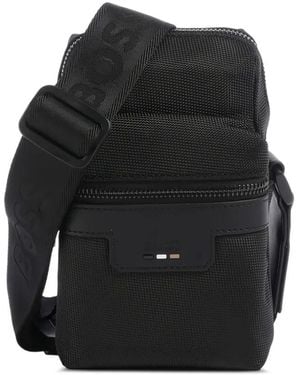 BOSS Logo-Plaque Messenger Bag - Black
