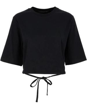 Department 5 Tie-Back Cropped T-Shirt - Black