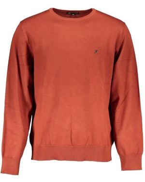 U.S. Grand Logo-Embroidered Crew-Neck Jumper - Orange