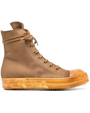 Rick Owens High-Top Canvas Trainers - Brown