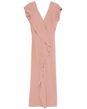 Patrizia Pepe Robe Longue Volantée À Col V - Pink