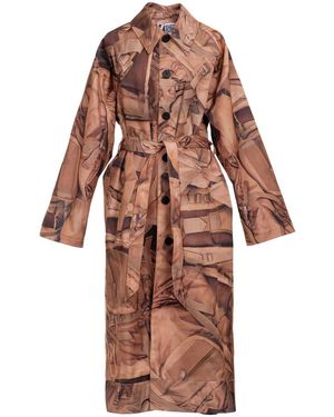 Natasha Zinko Graphic-Print Trench Coat - Brown