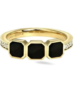 Lark & Berry 18Kt Eclipsis Onyx And Diamond Ring - White
