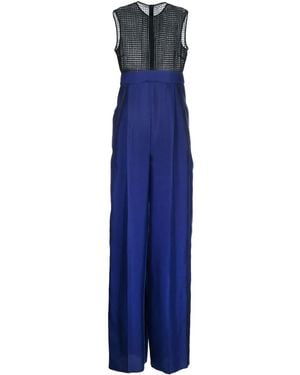 Ferragamo Two-Tone Silk Jumpsuit - Blue