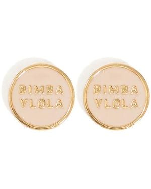 Bimba Y Lola Logo-Engraved Stud Earrings - Natural