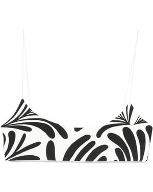 Cala De La Cruz Bikinioberteil Mit Blatt-Print - Weiß