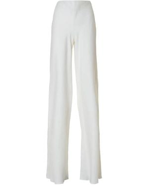 Alberta Ferretti Pantalon En Lin À Taille Haute - Blanc