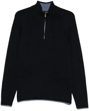 AROVESCIO Half-Zip Ribbed-Trim Jumper - Black