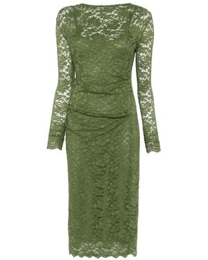 Diane von Furstenberg Robe Mi-Longue Darrius À Manches Longues - Vert