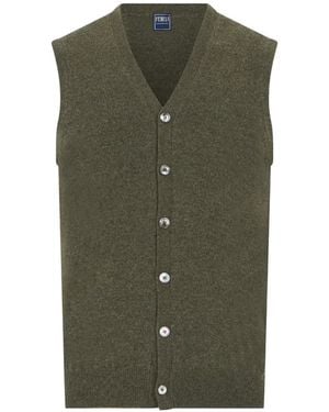 Fedeli Sleeveless Button-Front Cardigan - Green