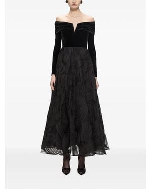 Nissa Velvet And Tulle Dress - Black
