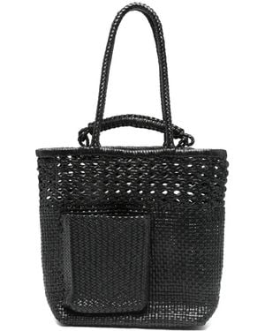 Sagan Pazar Book Leather Tote Bag - Black