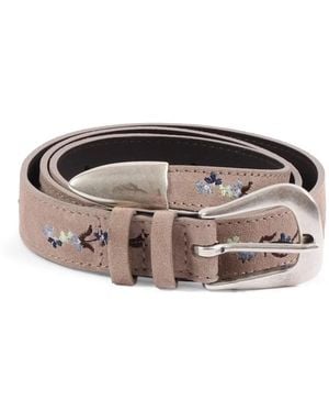 Orciani Ceinture En Cuir Peach À Fleurs - Gray