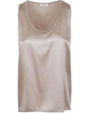 Peserico Embellished silk tank top - Grau