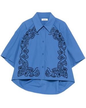 Sandro Embroidered And Beaded Shirt - Blue