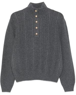 A.P.C. Kabelgebreide Trui Met Knopen - Grijs