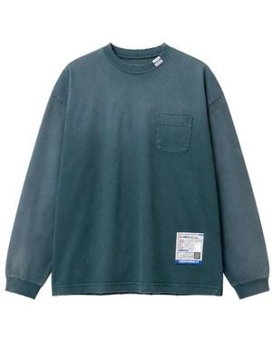 Maison Mihara Yasuhiro Sun-Faded Like Distressed Long-Sleeve T-Shirt - Blue