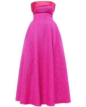 POST MERIDIEM Jacquard Strapless Midi Dress - Pink