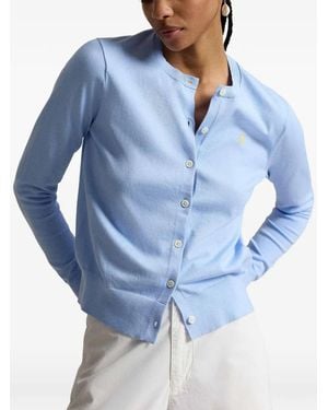 Polo Ralph Lauren Pima Logo-Embroidered Cotton Cardigan - Blue