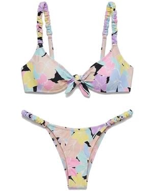 Reina Olga Luca Floral-Print Bikini - White