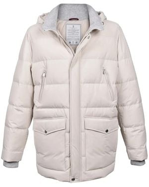Brunello Cucinelli Quilted Down-Feather Padded Coat - White