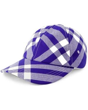 Burberry Check-Pattern Wool Baseball Cap - Purple