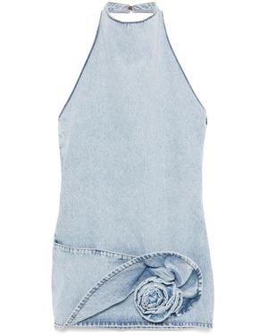 Magda Butrym Vestido corto con aplique de rosa - Azul
