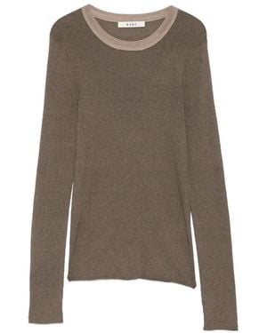 6397 Contrast-Trim Fine-Knit Jumper - Brown