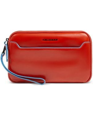 Piquadro Removable Strap Leather Clutch Bag - Red