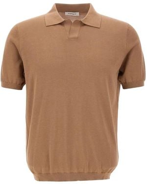 Kangra T-Shirt Mit Geripptem Besatz - Braun